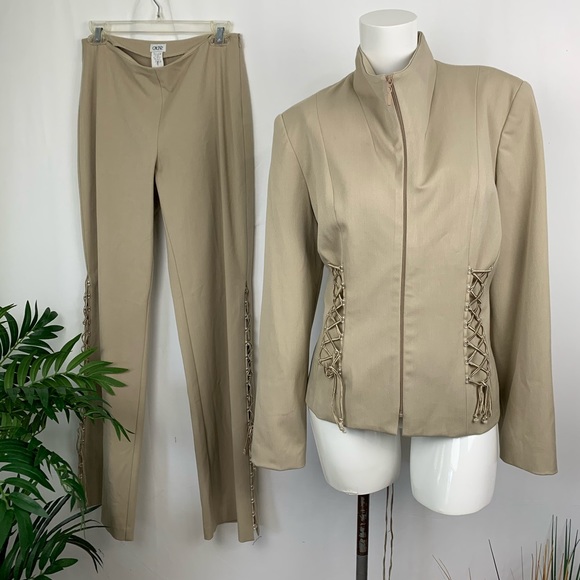 Cache Jackets & Blazers - Cache Vintage Khaki Pants suit Size 12
